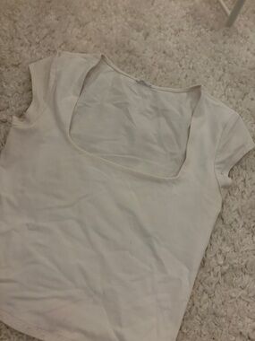Garage Cream Square Neck Short Sleeve Top